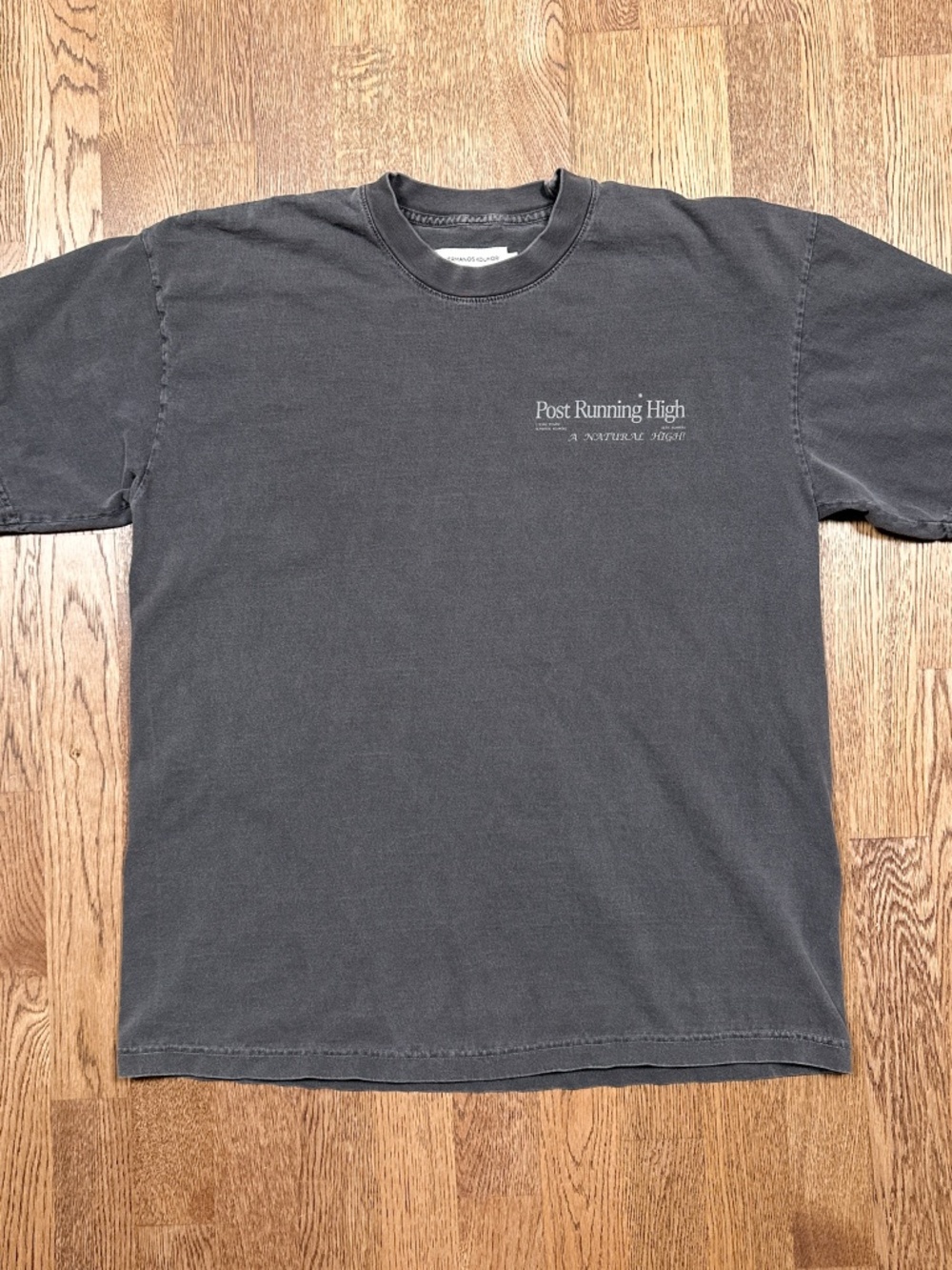 Hermanos Koumori Post Running High Garment Dyed Gray T Shirt Mens Large